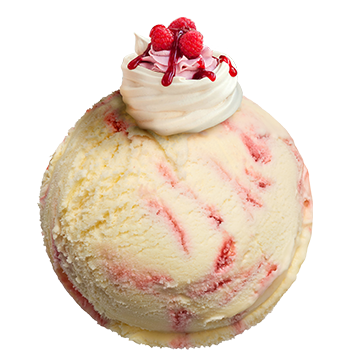 Meringue flavor<br><small>with raspberry sauce</small>